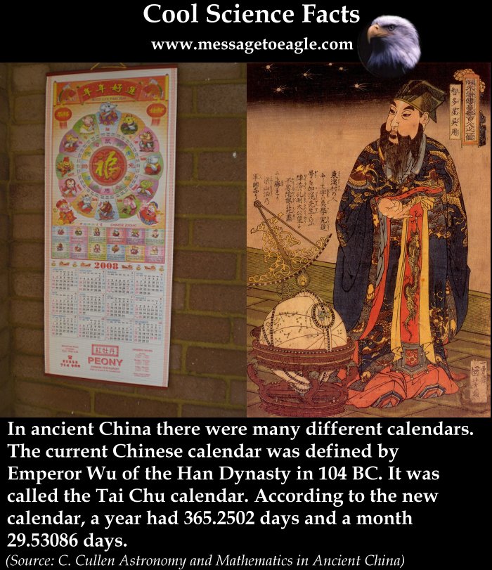 Ancient Chinese Tai Chu Calendar Was Defined By Emperor Han Wu