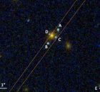A new Einstein cross had been discovered, named J2211-0350 according to its coordinates on the sky. The object acting as a lens turns out to be an elliptical galaxy located at a distance of approximately 7 billion light years