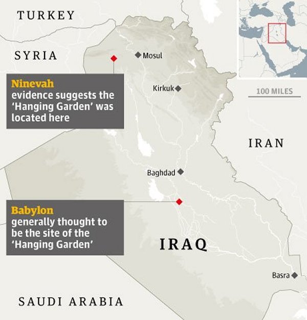 Hanging Gardens of Babylon map