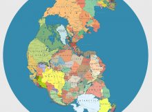 Pangea with modern borders