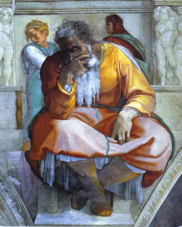 Did prophet Jeremiah experience time travel? Painting by Michelangelo, 1512