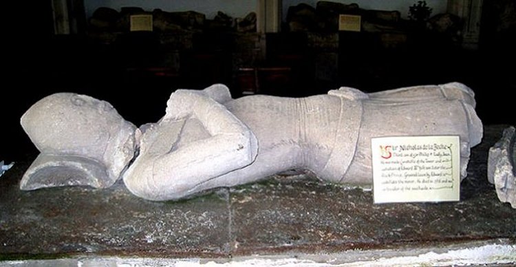 Sir Nicholas De La Beche, third son of Sir Philip & Lady Joan. He was made Constable of the Tower of London and custodian of King Edward III's eldest son, later known as the 'Black Prince'. He was granted leave by the King to castellate his manor of De La Beche in Aldworth and was co-founder of the south aisle chapel. He died in 1345.