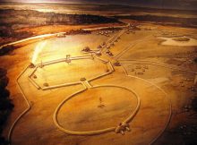 Artists rendition of the Newark Earthworks. (Photo taken inside the small museum/visitor center.) via u.osu.edu