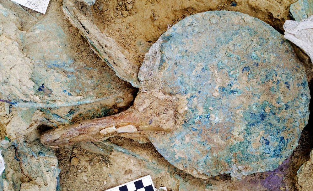 A bronze mirror with an ivory handle found in a grave of a warrior at Pylos in Greece. Department of Classics/University of Cincinnati