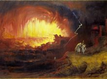 The destruction of Sodom and Gomorrah, an 1852 oil on canvas painting done by John Martin, as displayed at the Laing Art Gallery, Newcastle upon Tyne in England.