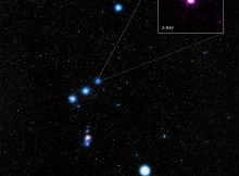 Delta Orionis is a complex star system that contains five stars in total. Credits: X-ray: NASA/CXC/GSFC/M. Corcoran et al.; Optical: Eckhard Slawik