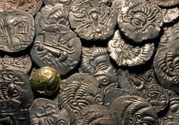 A pile of 71,000 coins buried in a field 2,000 years ago. © Jersey Heritage