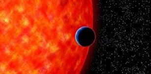 Image credit: NAOJ, artists impression of GJ 3470b and its host star.