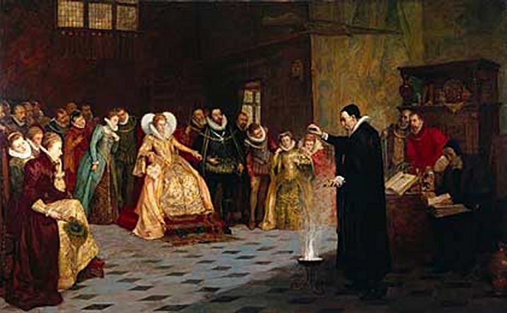 John Dee performing an experiment before Elizabeth I by Henry Gillard Glindoni, 1852-1913 © Wellcome Library, Wellcome Collection