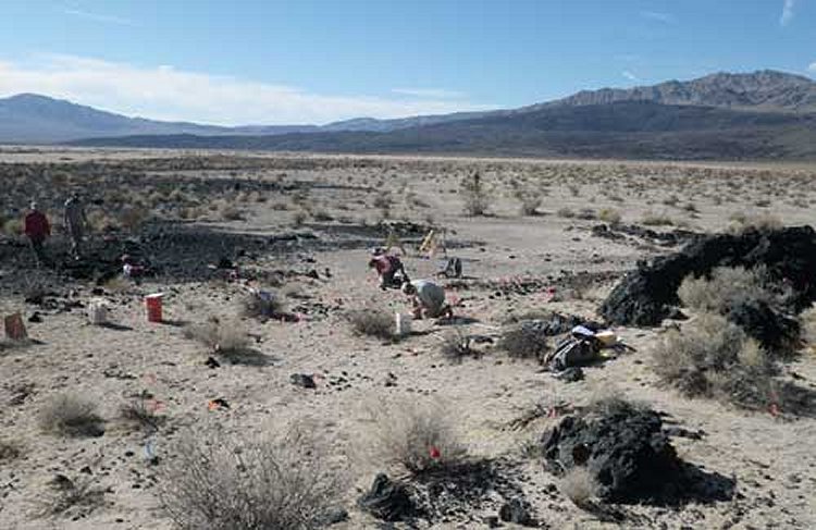 Archaeologists studying the areas around a lava flow on the base found nearly 9,000 artifacts at various depths, spanning some 9,800 years of human occupation. (Courtesy Far Western/MCAGCC