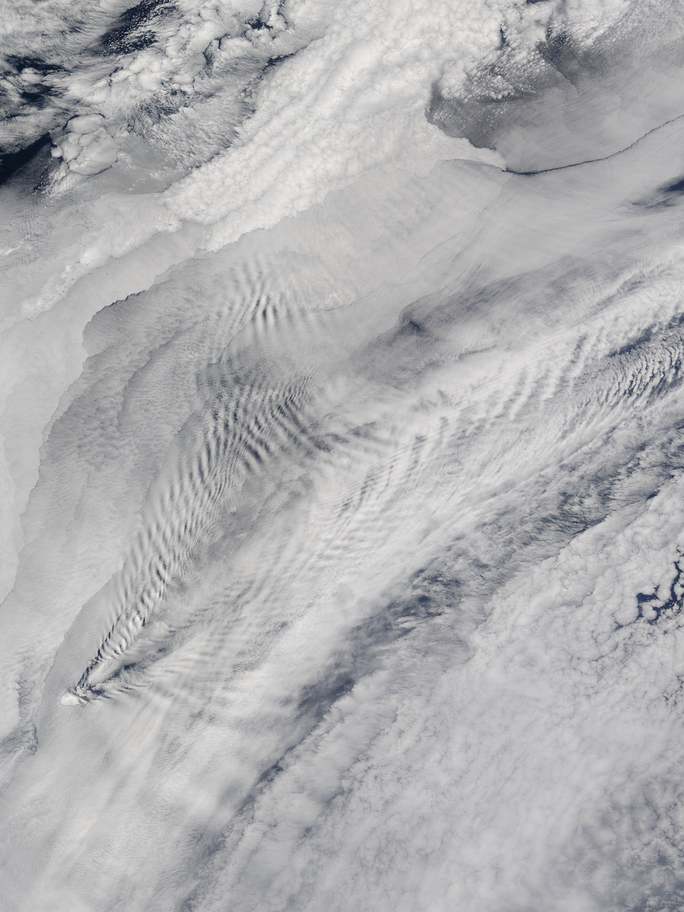 An intriguing patterns over the Prince Edward Islands in the South Indian Ocean. Credits: NASA/Jeff Schmaltz, MODIS Land Rapid Response Team, NASA GSFC