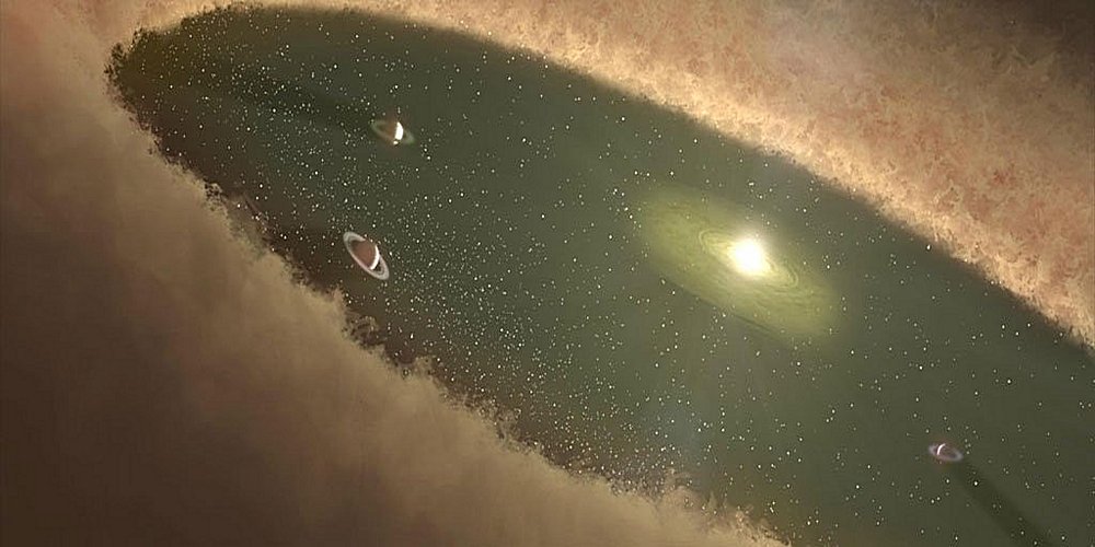 Artist's impression of planetary motion.