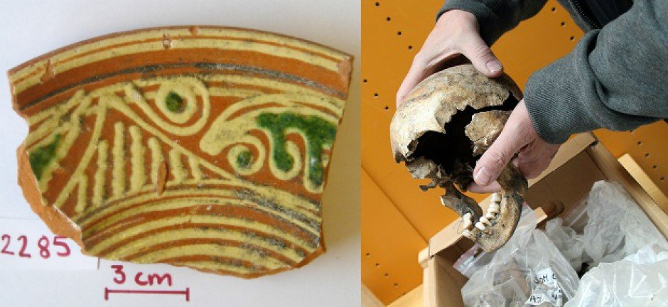 These expensive ceramics were a status symbol for the wealthy urbanites in the Middle Ages, but they also exposed them to dangerous lead poisoning. (Photo (left): Kaare Lund Rasmussen. Photo (right): Birgitte Svennevig)