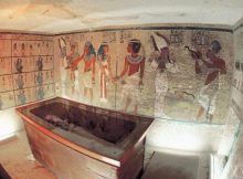 The stone sarcophagus containing the mummy of King Tut is seen in his underground tomb in the famed Valley of the Kings in Luxor. Photo credits: Reuters: Nasser Nuri