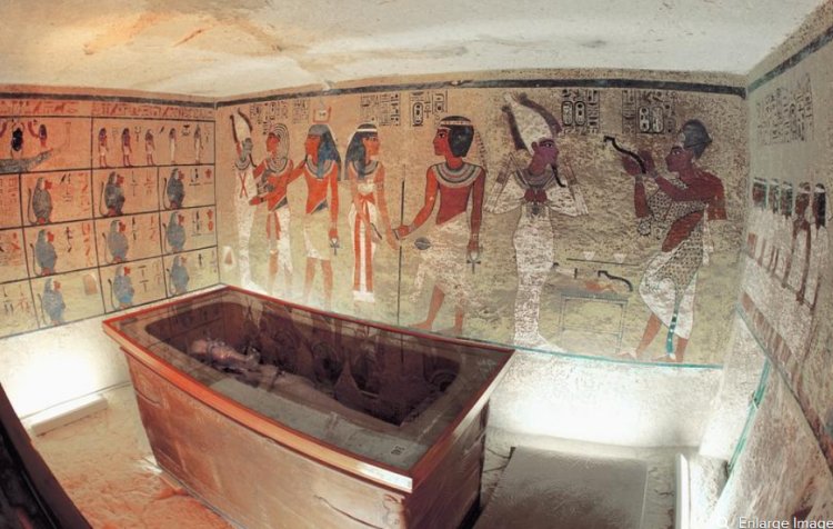 The stone sarcophagus containing the mummy of King Tut is seen in his underground tomb in the famed Valley of the Kings in Luxor. Photo credits: Reuters: Nasser Nuri