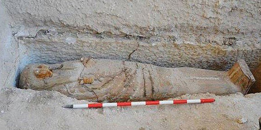 Sarcophagus of Ankh-f-n-khonsu has been discovered in Luxor, Egypt. Credits: Ministry of Antiquities