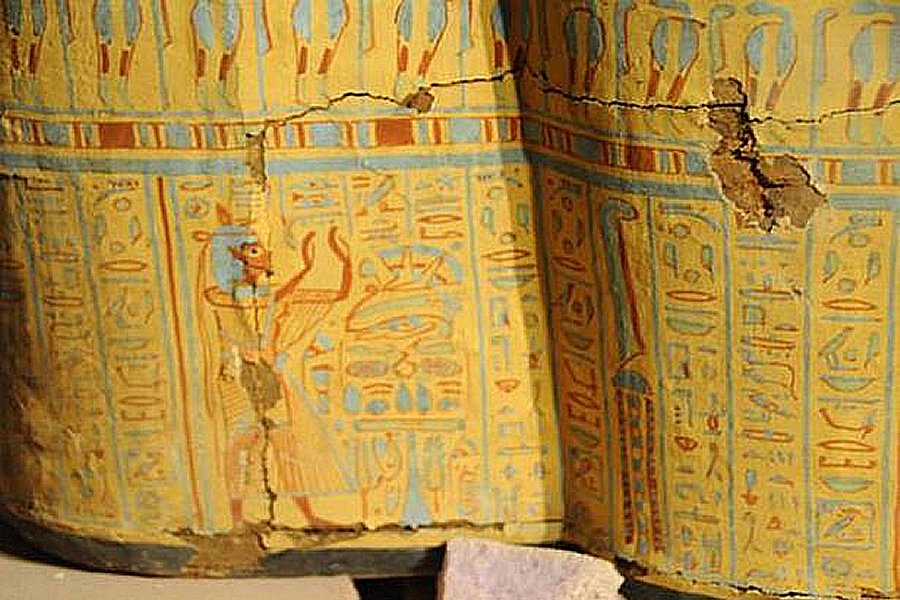 Most of the scenes at Amenhotep-Huy’s tomb represent the vizier’s daily life activities of agriculture, hunting and fishing. It also features scenes of female musicians and dancers and shows Huy, among his family members, being greeted by high priests. Credits: Ministry of Antiquities