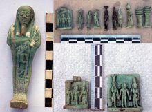 Ushabti figurines, Right (below) The Triod gods of Amun, Horus and Neftis (Photo: Nevine El-Aref).