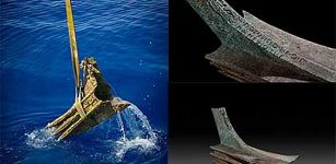 A warship ram is raised from the seabed © RPM Nautical Foundation. Detail of a Warship ram Roman, before 241 BC Bronze. © Soprintendenza per i Beni culturali e ambientali del Mare, Palermo