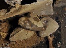 Heart-shaped lead urns found at the excavation site. Image: Rozenn Colleter, Ph.D./INRAP