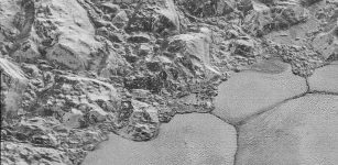 The Mountainous Shoreline of Sputnik Planum: In this highest-resolution image from NASA’s New Horizons spacecraft, great blocks of Pluto’s water-ice crust appear jammed together in the informally named al-Idrisi mountains. "The mountains bordering Sputnik Planum are absolutely stunning at this resolution," said New Horizons science team member John Spencer of the Southwest Research Institute. "The new details revealed here, particularly the crumpled ridges in the rubbly material surrounding several of the mountains, reinforce our earlier impression that the mountains are huge ice blocks that have been jostled and tumbled and somehow transported to their present locations." Credits: NASA/JHUAPL/SwRI
