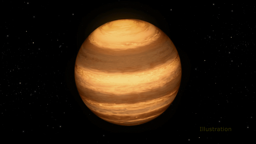 This illustration shows a cool star, called W1906+40, marked by a raging storm near one of its poles. The storm is thought to be similar to the Great Red Spot on Jupiter. Scientists discovered it using NASA's Kepler and Spitzer space telescopes. Credits: NASA/JPL-Caltech