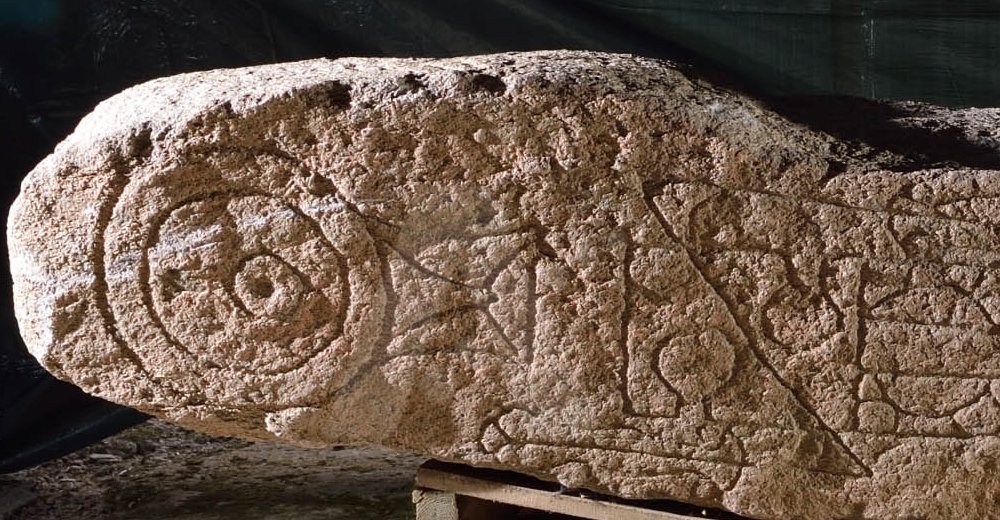 The presence of two sets of symbols on a single stone is considered a very unusual feature relative to the corpus of symbol-bearing stones. Credits: Aberdeenshire Council