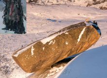 Hanging rock in Siberia