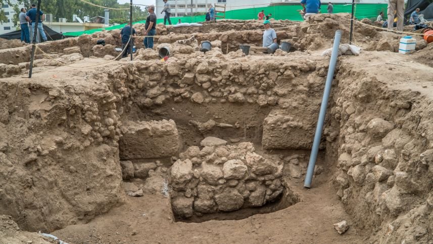 This 3,400-year old Canaanite fort unearthed in the center of the modern Israeli city of Nahariya will be incorporated into a residential high-rise.Eran Gilvarg, courtesy of the Israel Antiquities Authority