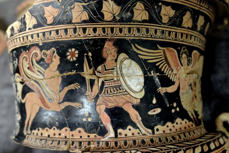 Part of a collection of ancient Etruscan art . Photo credits: AFP
