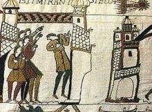 Halley's most famous appearance occurred shortly before the 1066 invasion of England by William the Conquerer. It is said that William felt the comet heralded his success. Here - as seen on the Bayeux Tapestry. Credit: Public domain