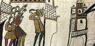 Halley's most famous appearance occurred shortly before the 1066 invasion of England by William the Conquerer. It is said that William felt the comet heralded his success. Here - as seen on the Bayeux Tapestry. Credit: Public domain