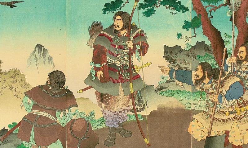A woodlock print of Emperor Jimmu. via .Stripes Japan