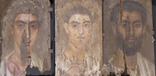 Roman-era Egyptian mummy portraits from the site of Tebtunis, Egypt. Northwestern researchers discovered all three share similar style, materials and layering structure of paint, leading them to conclude the three paintings were made by a single artistic hand. From the left: “Portrait of a Boy,” “Portrait of a Young Man” and “Portrait of a Bearded Man.” (Credit: Phoebe A. Hearst Museum of Anthropology, University of California, Berkeley)