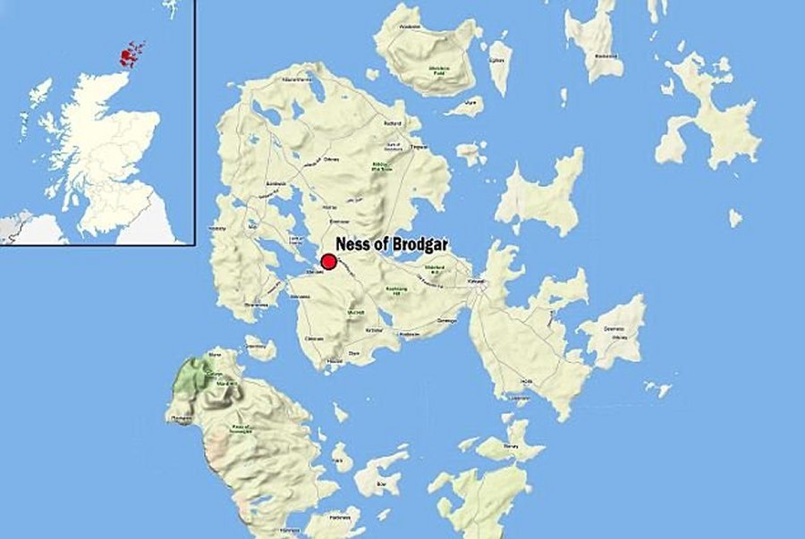 Ness of Brodgar is an archaeological site between the Ring of Brodgar and the Stones of Stenness in the Heart of Neolithic Orkney World Heritage Site near Loch of Harray, Orkney, in Scotland.