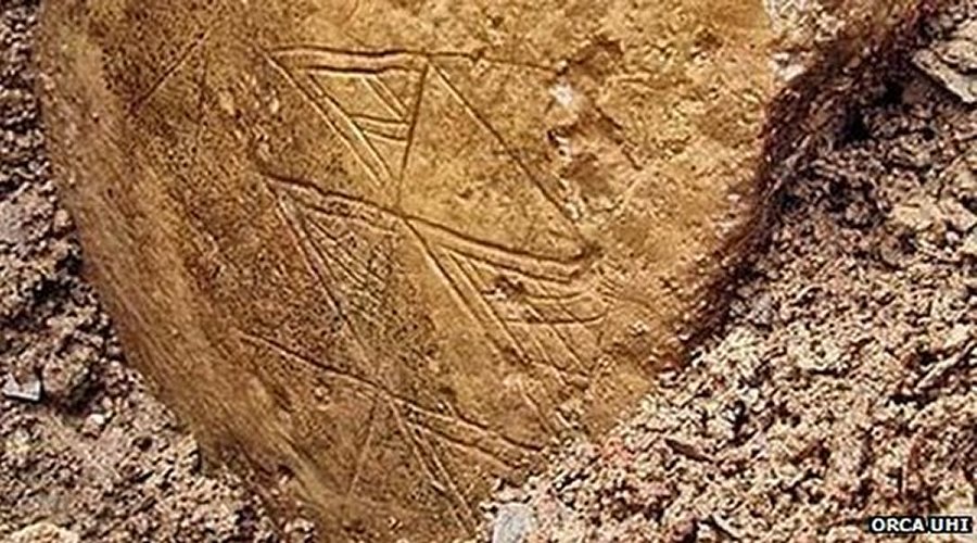 Finest' Neolithic stone discovered at Orkney's Ness of Brodgar. The stone is inscribed on both sides.