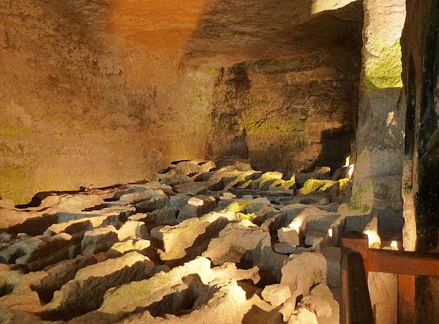 Pre-Christian necropolis with eighty stone coffins with additional older layers of older coffins.via via lucis
