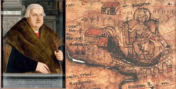 Left: Konrad Peutinger (Maximilianmuseum, Augsburg) Right: Detail: Antioch