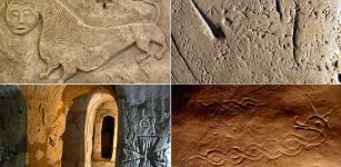 Inscriptions, drawings on the walls of Basarabi Caves