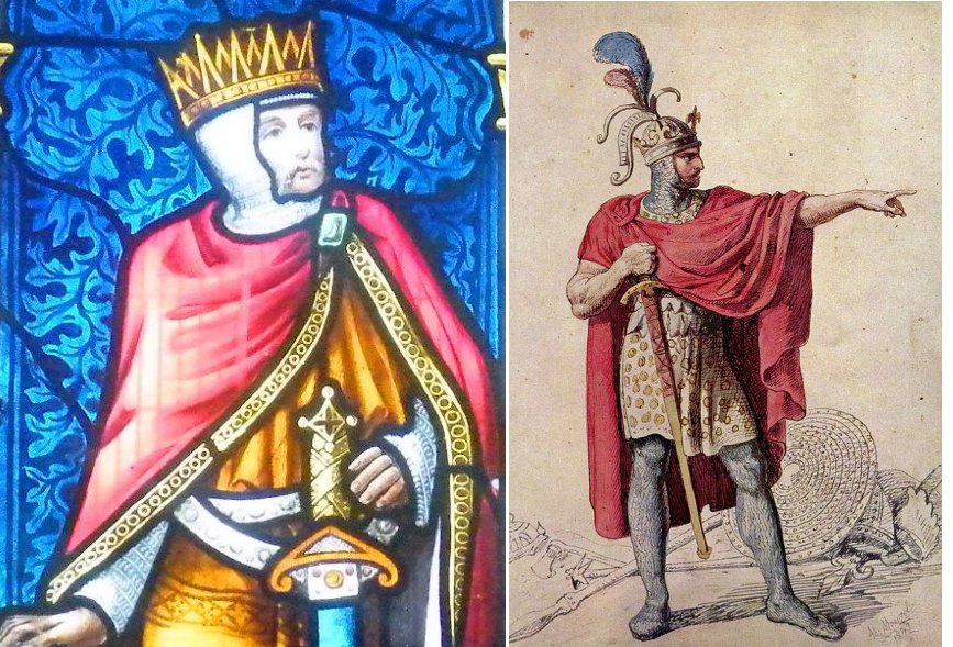 Left: King Ethelred; right: Alfred the Great (849-899), King of Wessex