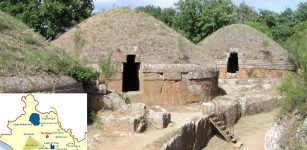 Etruscan tombs in the necropolis of Cerveteri, northern Lazio, in the province of Rome.