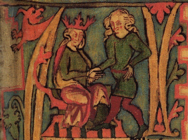 Harald Fairhair, in an illustration from the 14th century Flateyjarbók.