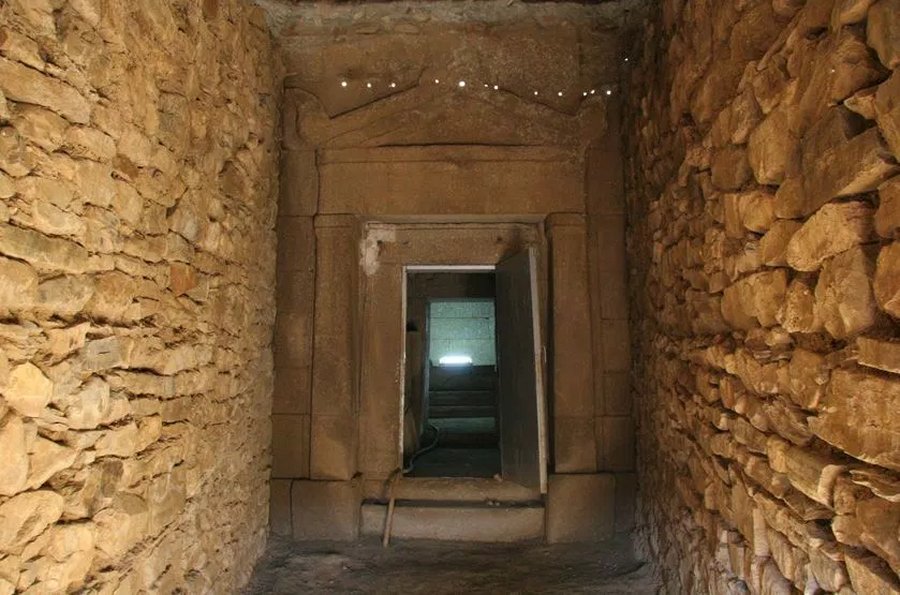 The entrance of the Griffins’ Tomb, a 5th century AD Ancient Thracian burial mound (tumulus) near Bulgaria’s Shipka, Kazanlak Municipality. Photo: Kazanlak Municipality