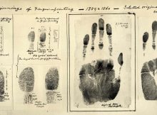 Handprints and fingerprints made by W. J. Herschel