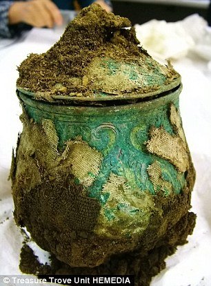 Experts were unable to open the 9th century Carolingian pot (pictured), which was found on church land in Dumfries and Galloway in September, 2014. Viking pot