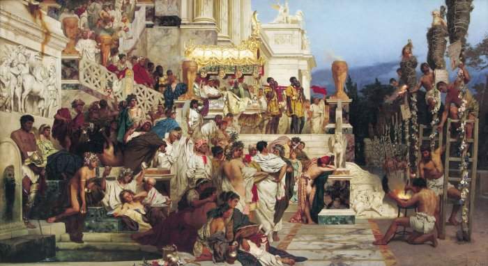 The Torches of Nero, by Henryk Siemiradzki. According to Tacitus, Nero targeted Christians as those responsible for the fire.