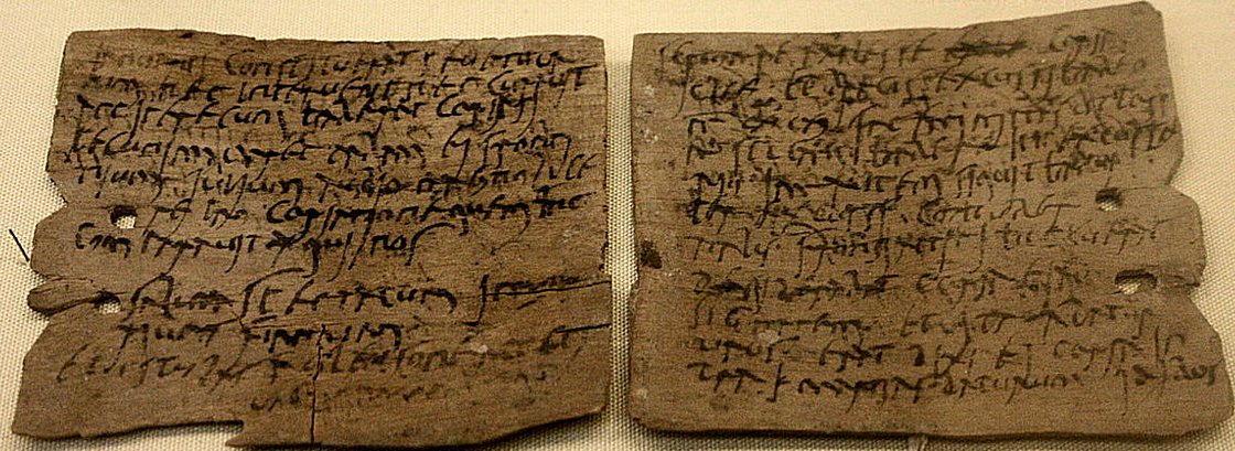 Letter from Octavius to Candidus concerning supplies of wheat, hides and sinews. Credits: British Museum via Wikipedia