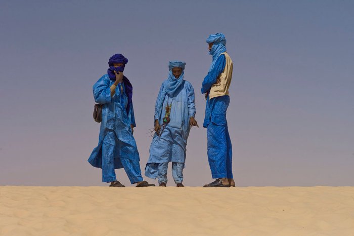 The mythical blue men may have originated with the Tuareg people of the Sahara.