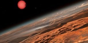Artist’s impression of the ultracool dwarf star TRAPPIST-1 from close to one of its planets. Credit: ESO/M. Kornmesser