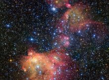 The glowing gas cloud LHA 120-N55 in the Large Magellanic Cloud. CRedits: VLT/ESO